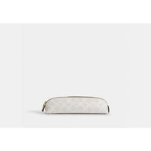 Coach White Pencil Case In Signature Canvas
